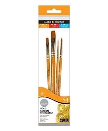 Daler Rowney Simply Short Handle Taklon Acrylic Brushes Golden - Pack of 4 