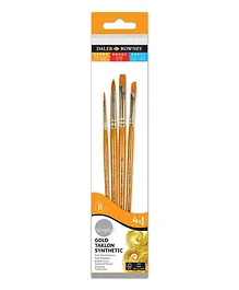 Daler Rowney Simply Short Handle Taklon Acrylic Brushes Golden - Pack of 4
