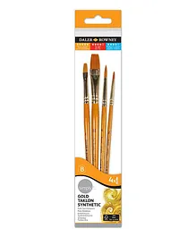 Daler Rowney Simply Short Handle Taklon Synthetic Acrylic Brushes Golden - Pack of 4