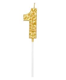 Party Anthem Textured Gold Numbered 1 Candle - Golden