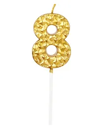 Party Anthem Textured Gold Numbered 8 Candle - Golden