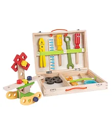 NESTA TOYS Wooden Tool Kit Set With Tool Box 33 Pieces - Multicolour