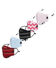 CENWELL Cotton Washable Face Mask Multicolor - Pack Of 5