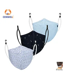 CENWELL Cotton Reusable & Washable Masks For Adults Multicolor -  Pack of 3