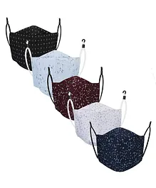 CENWELL Cotton Reusable & Washable Masks For Adults Multicolor - Pack of 5
