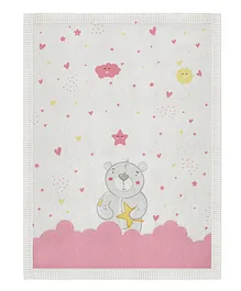 Petit Clouds 100% Organic Cotton Baby Blanket Teddy Print - Pink 