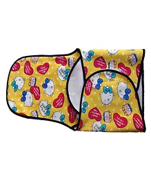 GOCHIKKO Cotton Swaddle Wrapper Kitty Print - Yellow