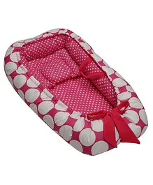 Bacati 100% Cotton Reversible Baby Nest Large Dots With Pin Dots - Pink