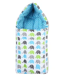 Bacati Reversible Baby Sleeping Bag With 100% Cotton Outer Layer Elephant And Polka Dot Print - Multicolour
