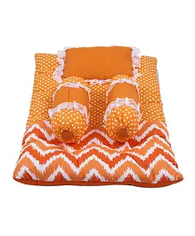 Bacati Mattress Set With Pillow & Bolsters Set Of 4 - Orange 