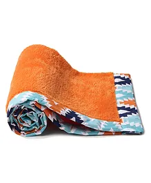 Bacati Aztec Aqua Baby Blanket - Orange Blue