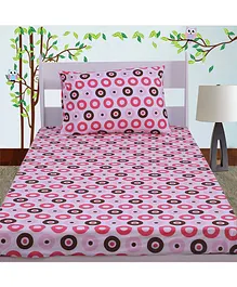 Bacati Cotton Single Bedsheet With Pillow Cover Mod Dots Print - Multicolor