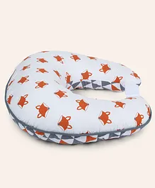 Bacati Playful Fox Printed Muslin Nursing Pillow - Orange Grey 