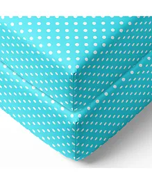 Bacati 100% Cotton Percale Fitted Crib Sheets Pin Dot Print Pack Of 2 - Blue White