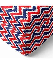 Bacati 100% Cotton Percale Fitted Crib Sheets Zigzag Print Pack Of 2 - Blue Red