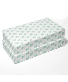 Bacati 100% Cotton Percale Fitted Crib Sheets Feater Print Pack Of 2 - Green White