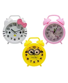 Asera Unicorn Alarm Table Clocks Pack of 3 - White Yellow Pink