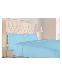 Haus & Kinder King Size Cotton Bedsheet with Pillow Covers - Blue