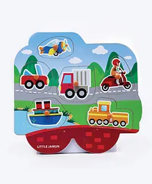 Little Jamun Transport Knob & Peg Puzzle Multicolour - 6 Pieces