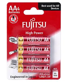 Fujitsu High Power LR6 AA Size Alkaline Batteries - Pack of 4