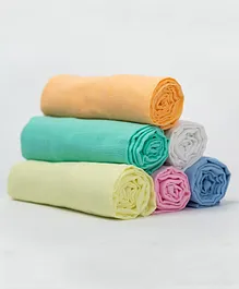 LazyToddler Cotton Organic Muslin Baby Swaddles 120x120 cm Large Size Set of 6 (Assorted Colour)