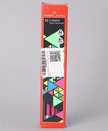 Faber Castell Luminos Eraser Tip Pencil with Sharpener Pack of 10 - Multicolor