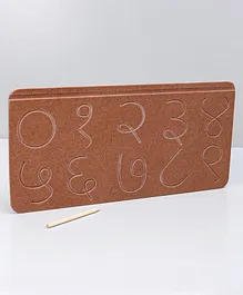 Woods For Dudes Marathi Numbers Wooden Tracing Board - Brown