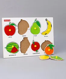 Mindz Wooden Knob and Peg Fruits Puzzle Multicolor - 8 Pieces