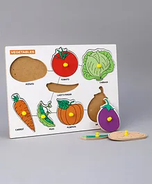 Mindz Wooden Knob and Peg Vegetables Puzzle Multicolor - 8 Pieces