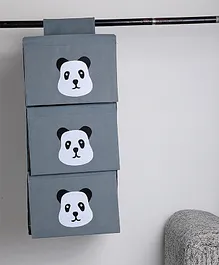 My Gift Booth 3 Compartment  Wardrobe Storage Organiser Panda Design - Grey