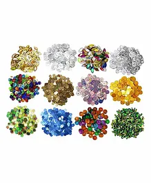 Asian Hobby Crafts Rainbow Sequin Pack of 12 - (Color & Design May Vary)