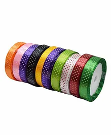 Asian Hobby Crafts Dotted Satin Ribbon Multicolour - Pack of 10 