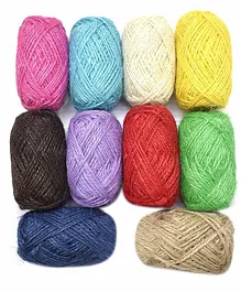 Asian Hobby Crafts Jute Thread Twine Cord Pack of 10 - Multicolor