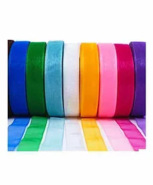 Asian Hobby Crafts Satin Ribbon Multicolour - Pack of 10