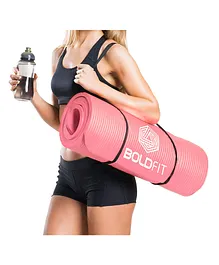 Boldfit Extra Thick Yoga Mat NBR Material with Carrying Strap - Pink