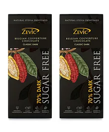 Zevic Belgian Dark Chocolate Sugar Free Pack of 2 - 40 gm Each