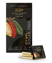 Zevic 85% Dark Belgian Couverture Chocolate with Stevia -  96 gm