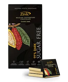 Zevic 99%  Dark Belgian Couverture Chocolate With Stevia -  96 gm