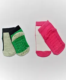 NoFall Color Block 2 Pair Of Socks - Pink Green