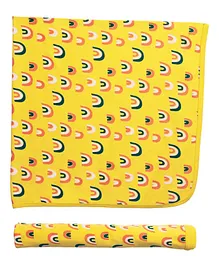 Whistle & Hops 100% Organic Cotton Rainbow Printed Swaddle Blanket- Yellow