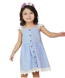 Dress My Angel Sleeveless Button Down Lace Hem Dress - Lilac