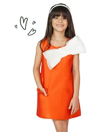 Dress My Angel Shoulder Bow Sleeveless Dress - Orange