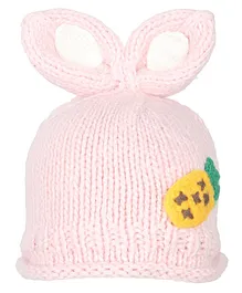 Tiekart Pineapple Knit Detailing Cap - Baby Pink