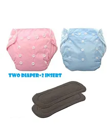 Longlife All in One Washable Reusable Adjustable Cloth Diapers with Inserts (Colour May Vary) - Pack of 4