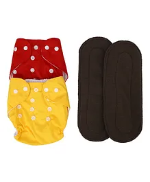 Longlife All in One Washable Reusable Adjustable Cloth Diapers with Inserts Pack of 4 - Multicolor