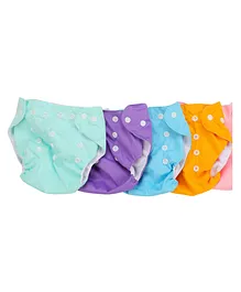 Longlife All in One Washable Reusable Adjustable Cloth Diapers with Inserts Pack of 8 - Multicolor
