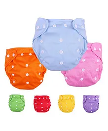 Longlife All in One Washable Reusable Adjustable Cloth Diapers Pack Of 7 - Multicolor