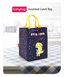 Babyhug Insulated Lunch Bag With Dinosaur Print - Blue