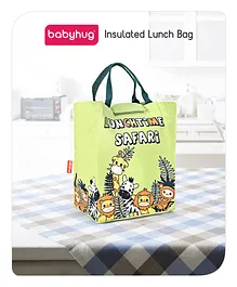 Babyhug Insulated Lunch Bag With Safari Print - Green