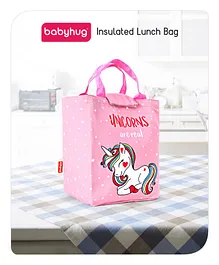 Babyhug Insulated Lunch Bag With Unicorn Print - Pink